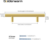 مقبض خزانة ذهبي بفتحات مركزية مقاس 4 بوصات
