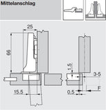 مفصلات أثاث بلوم كليب توب بلومشن المتكاملة بزاوية 107 درجة، مجموعة مربعة، 105031163
