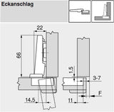 مفصلات أثاث بلوم كليب توب بلومشن المتكاملة بزاوية 107 درجة، مجموعة مربعة، 105031163