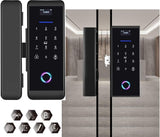 قفل إلكتروني ذكي للباب الزجاجي مزود بأربع وظائف - بصمة الإصبع، تطبيق جوال، رمز مرور، بطاقة IC (ضمان لمدة عامين) (RBSL4010B) - لا يتطلب مثقابًا