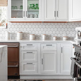 مقابض خزانة مقاس 7-3/8 بوصة، لون أسود غير لامع، فتحة مركزية مقاس 5 بوصات