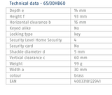 قفل نحاسي من Abus ذو سلسلة طويلة 65/40HB63 بنظام مفاتيح مختلف