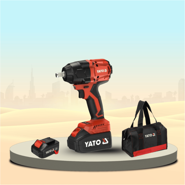 Yato Cordless Impact Wrench Brushless 1/2" 850Nm 18V+2x4Ah Battery+Charger+Cloth Bag YT-8277935
