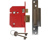 قفل يونيون J2200SC30 Strongbolt ذو 5 أذرع، صندوق من الكروم الساتان 81 مم