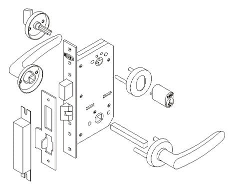 Marine Fire Door Lock AKE S5100 RHO (200MM) 304 S.S. (OHS-2320)