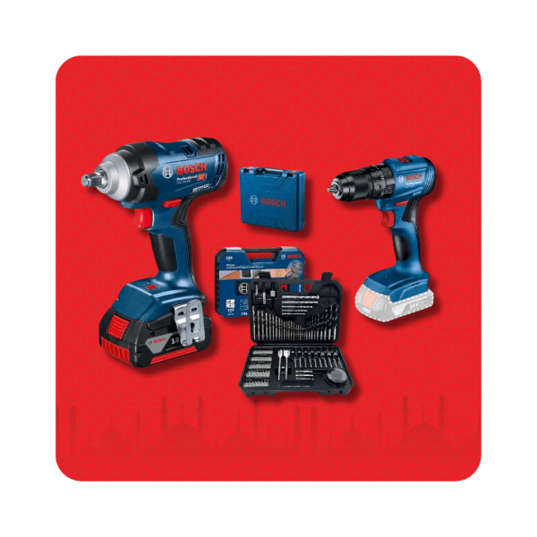 Bosch GDS 18V-400 Impact Wrench 2X5AH battery + GSB 185-LI Combo Drill case + 103PC Accessory Set