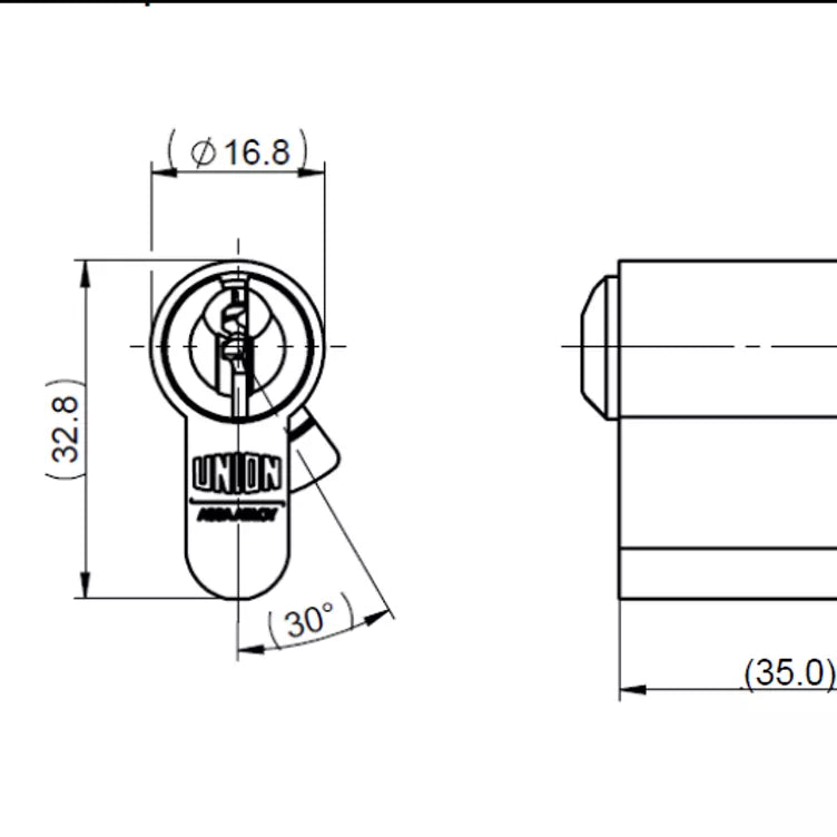 Union Cylinder 70mm Key/Key XCY2X18-70BLKD