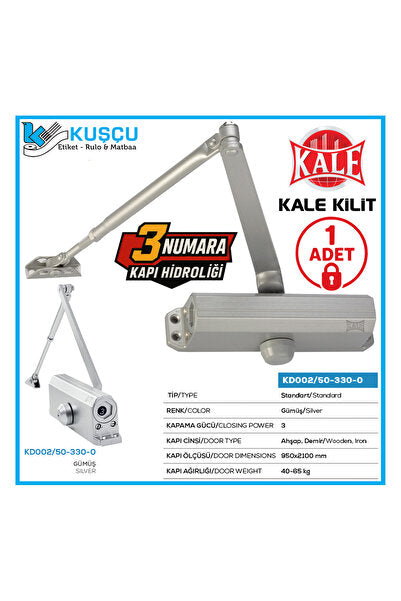 Door Hydraulic Cylinder Size 3 (Silver) 40-65 kg / Kd002/50-330-0