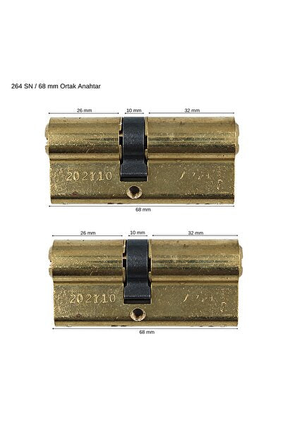 Kale 264 System Cylinder Steel Pin Double Rust System with Joint Switch Yellow (68mm-26+10+32)