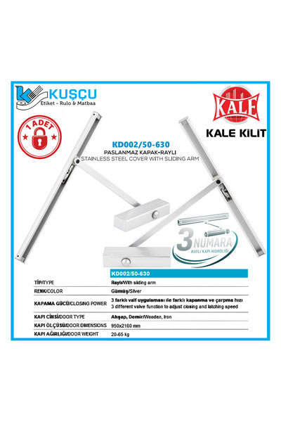 Sliding Door Hydraulic Stainless Cover Number 3 (Silver) 20-65 kg / Kd002/50-630