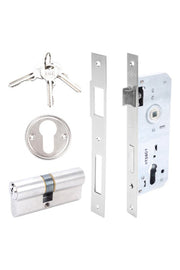 Kale 152R 45mm Standard Circle Lock with Badge Hole - Nickel-(68mm Cylinder)