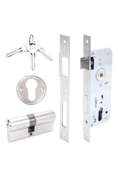 Kale 152R 45mm Standard Circle Lock with Badge Hole - Nickel-(68mm Cylinder)