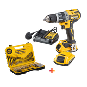Dewalt Cordless Hammer Drill 18V 1.5Ah Brushless With 2 Battery & Charger + 100pcs Bit Set DCD778S2BIT-GB
