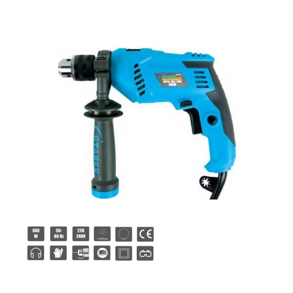 Starex Drill Machine 13mm 500W V/S Blue/Grey 3Pin Plug Double Color Handle ST27125