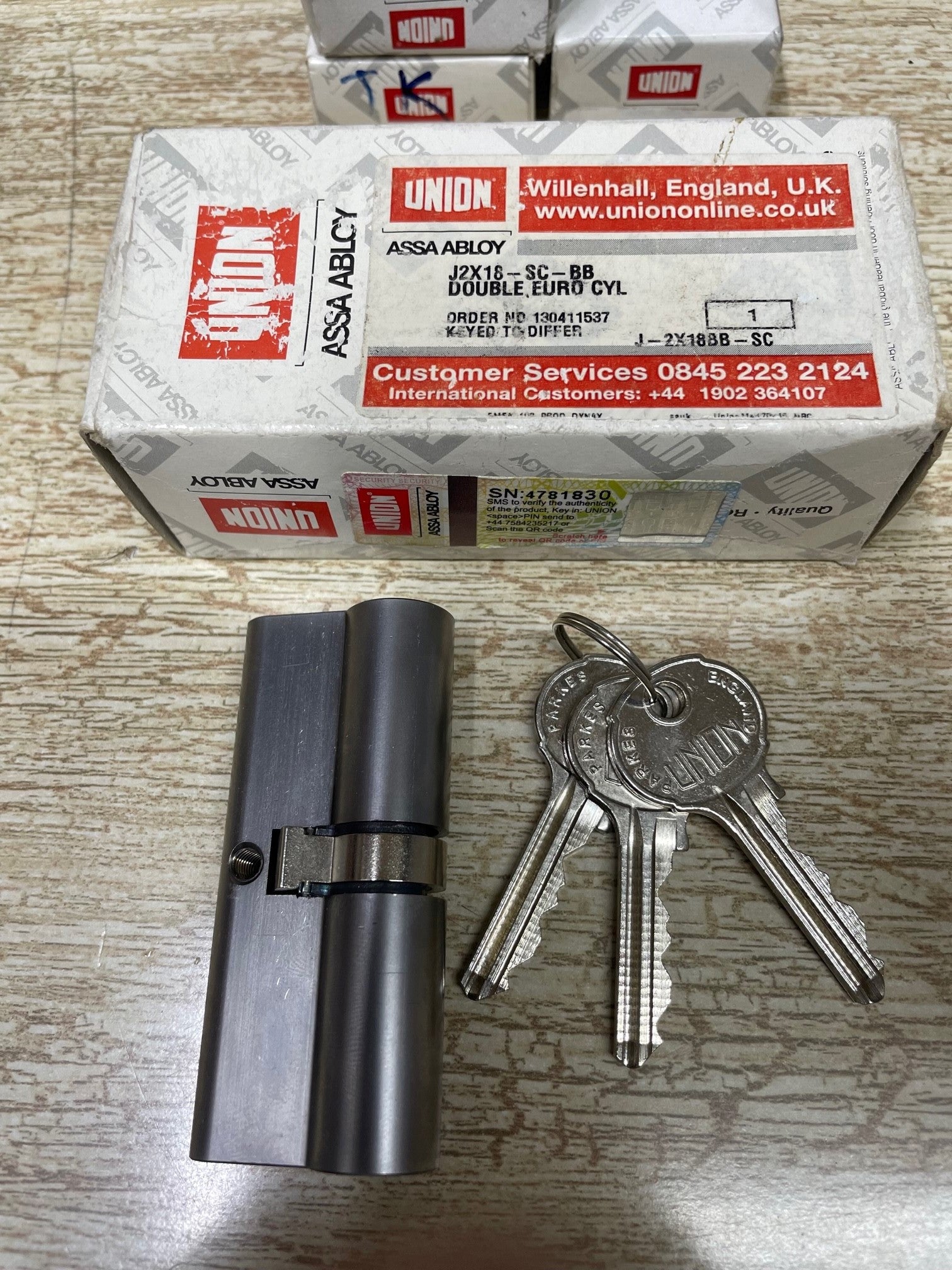 Union Cylinder 2x18 70mm Satin Nickle