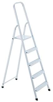 5 Steps Steel Ladder - White