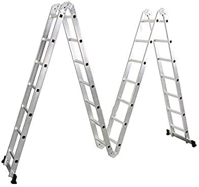 سلم قابل للطي متعدد الأغراض، 28 خطوة، 7.8 متر، 7×4 خطوات، شديد التحمل، EN131، حتى 330 رطلاً/150 كجم 