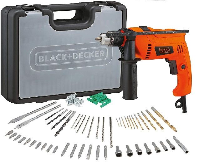 Black & Decker Hammer Drill 13mm 650W with 50pcs Accessories Bit Set in Kitbox - HD650KIT-B5