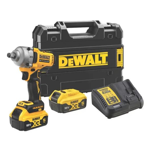 Dewalt Cordless Impact Wrench 1/2" 18V 5.0Ah Brushless W/2 Battery & Charger DCF891P2T-GB