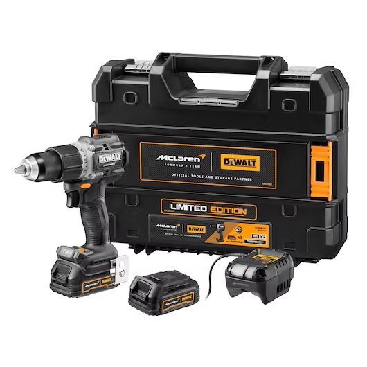 Dewalt Cordless Hammer Drill 18V Powerstack W/2 Battery & Charger MCLAREN Limited Edition DCD85ME2GT-GB