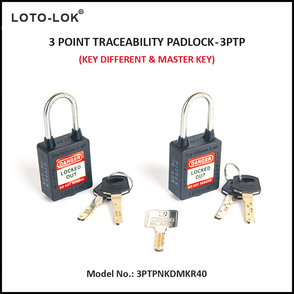 3-PTP Safety Padlock Black (Three Point Traceability Padlock)