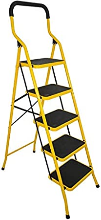 5 Steps Steel Ladder Yellow
