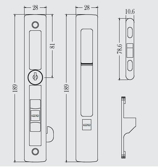 Aluminium Sliding Door Lock Double Sided With 2 Keys Set Geeyee