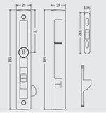 Aluminium Sliding Door Lock Double Sided With 2 Keys Set Geeyee