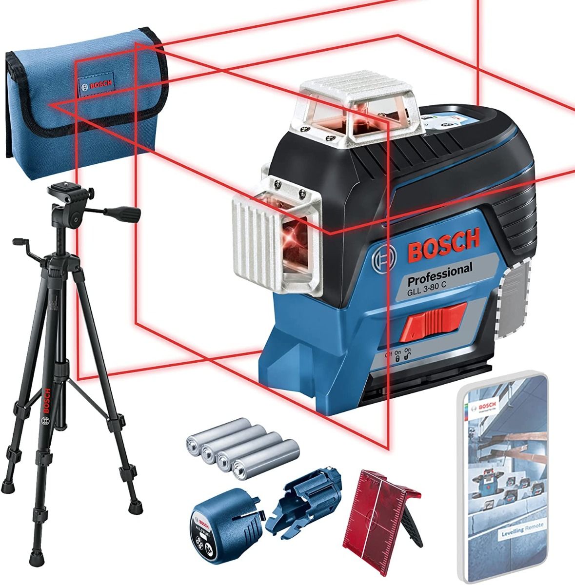 Bosch Professional Laser Measure GLL 3-80C + Tripod BT150 0601063R01