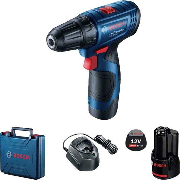 Bosch Gsr 120Li Drill Driver 12V + 2X2Ah Battery + Charger