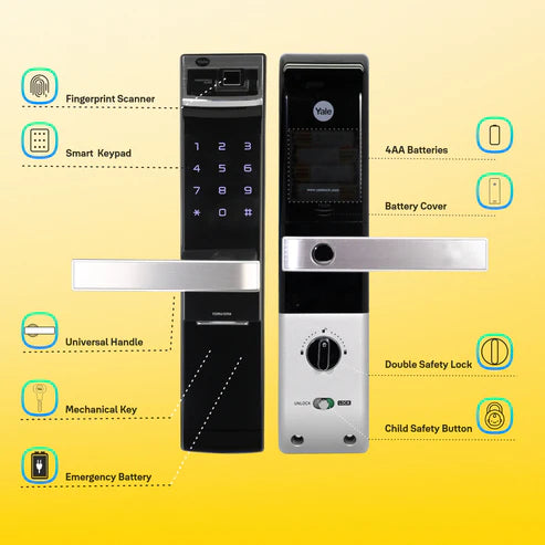 Yale Digital Door Lock With Fingerprint And Keypad YDM 4109A Black
