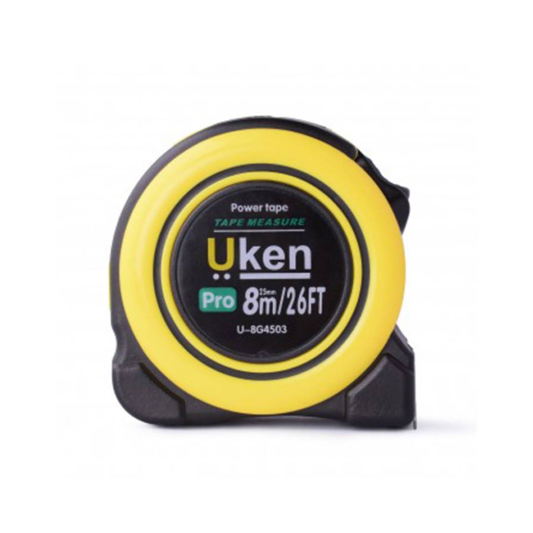 UKEN U8G4503 Measuring Tape 8 Mtr (25Mm) Yellow With Rubber