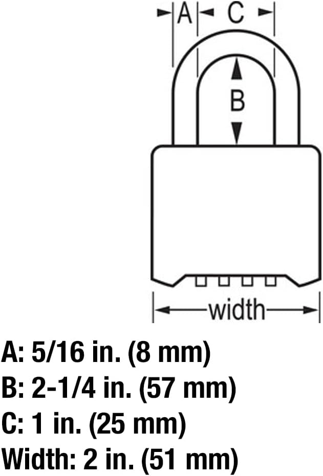 Master Lock Brass Combination Lock, Gate Lock for Outdoor Fence or Shed, Customizable Combination Padlock with Extended 2-1/4-Inch-Long Shackle, 175DLH