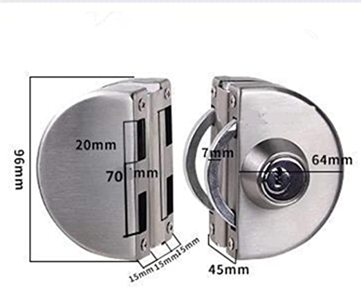 Glass Door Lock 304 Stainless Steel Commercial Durable Metal Chrome 10 mm -12 mm Anti-Theft Security Lock? Double Swing Hinged Frameless Push Sliding Gate Lock with 3 Keys