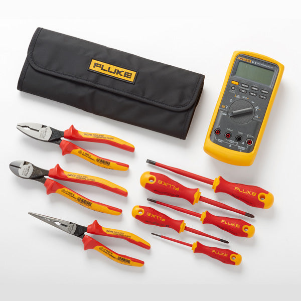 IB875KEUR  Fluke 87V Industrial Multimeter + Hand Tools Starter Kit (5 insulated screwdrivers and 3 insulated pliers) -FLUKE