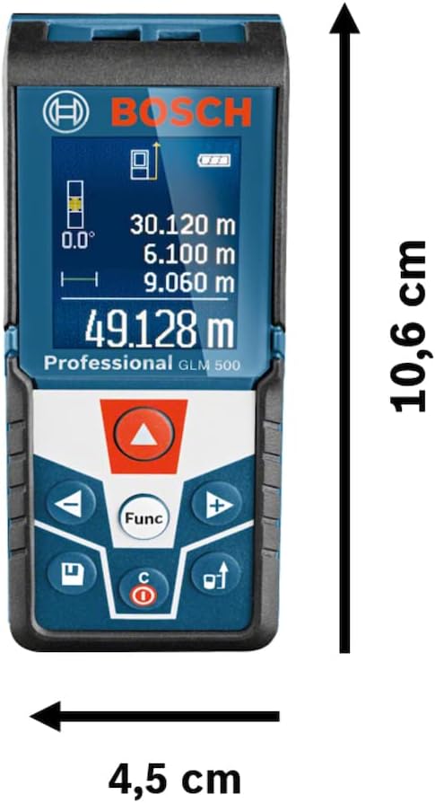 Bosch Professional Laser Measure Glm 50-27 C (Range: Up To 50M, Robust, Ip65, Data Transfer Via Bluetooth, 2X Aa Batteries, Hand Strap, Pouch)