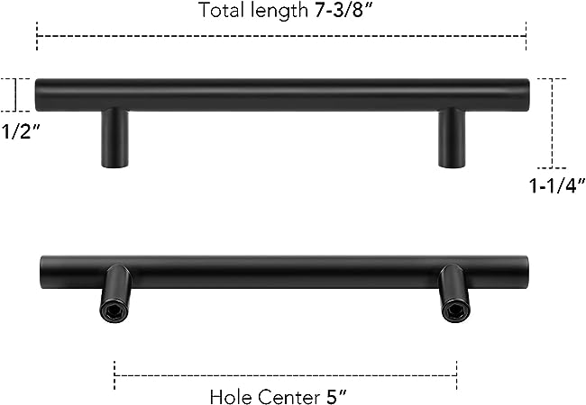 Cabinet Steel Handle Black 5"