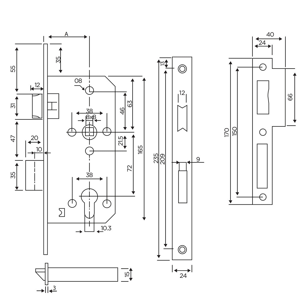 Euro Profile Lockbody 60mmBackset 72mm Center to center