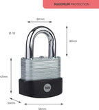 Yale Y127B/55/129/1 - Protector Laminated Steel Weatherproof Padlock (55 mm) Boron Shackle 3 Keys