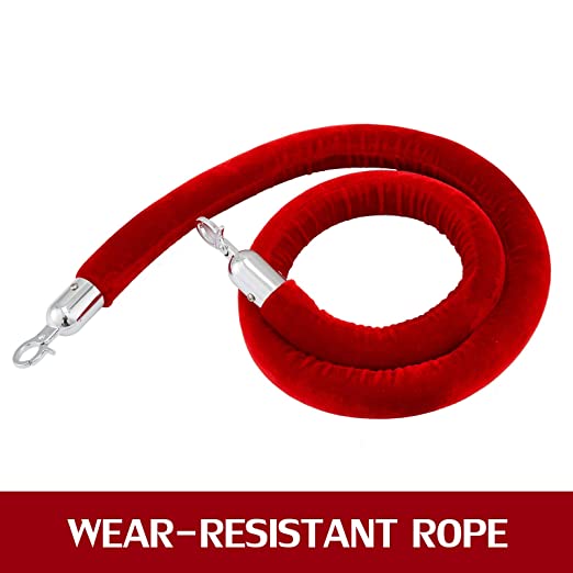 Posts Queue Pole Rope Barriers Stanchion Set 5Ft Red Velvet Ropes
