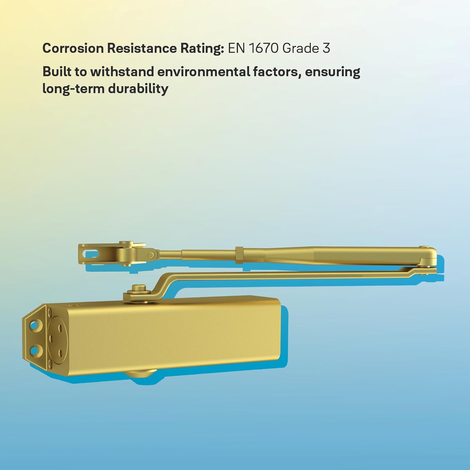 Yale 722 Pro Door Closer For up to 1100mm width and 80Kg door weight, 500,000 cycles tested, Adjustable Latching Speed, Fire rated, Silver