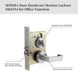 Commercial Heavy Duty Mortise Lockset Door Lever Lock Non-Handed Grade 1 Door Handle - Rose Only Keyed Lever Lockset, ADA, US32D Satin Chrome Finish for Classroom Door
