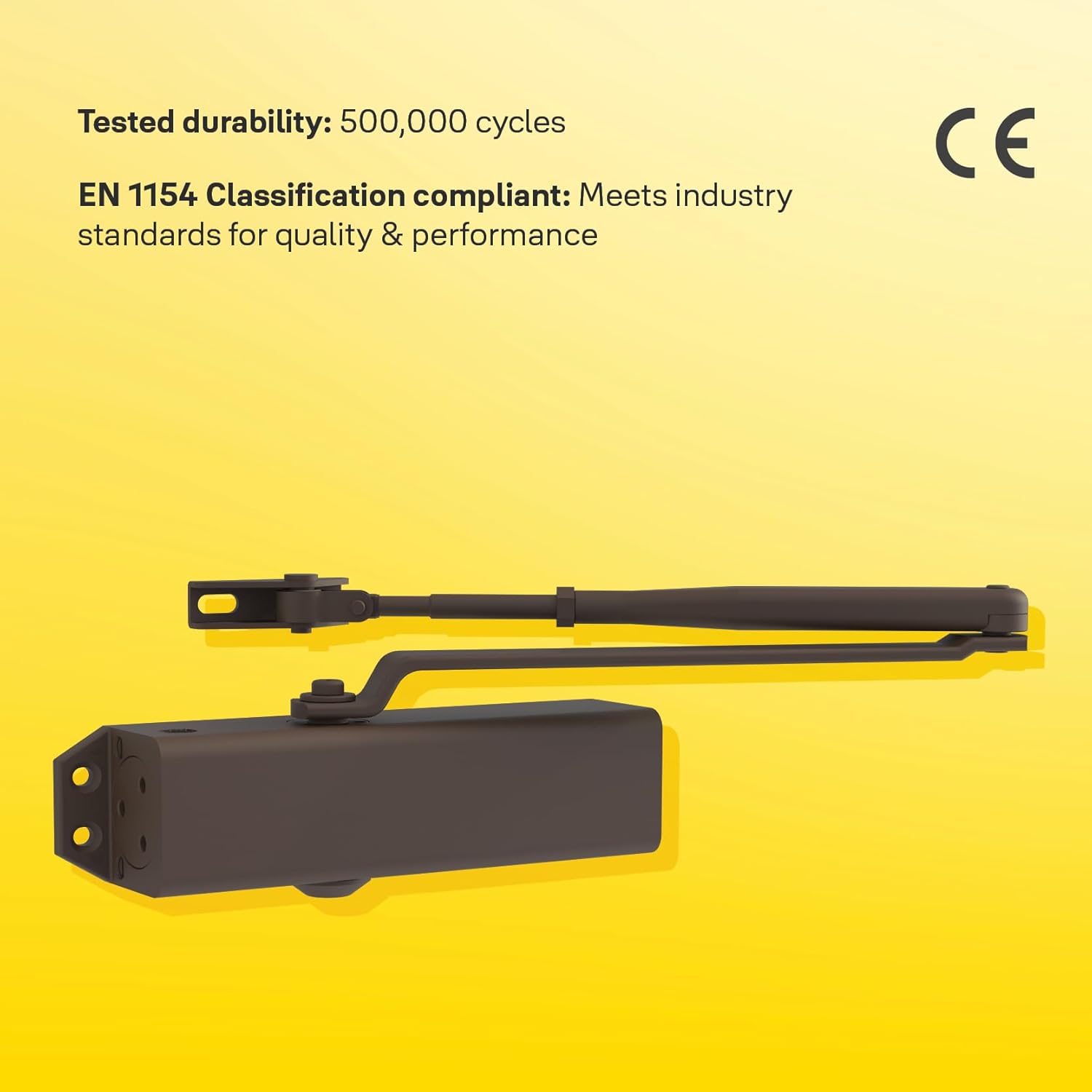 Yale 722 Pro Door Closer For up to 1100mm width and 80Kg door weight, 500,000 cycles tested, Adjustable Latching Speed, Fire rated, Silver