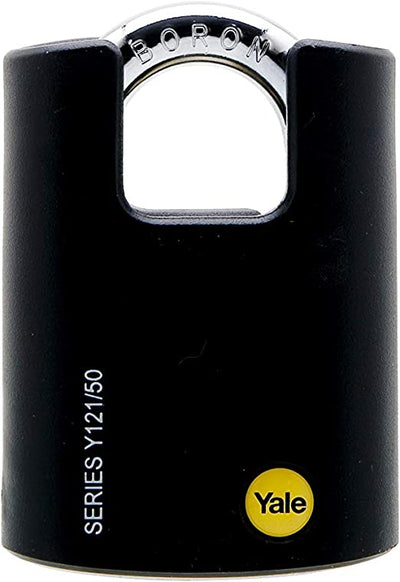 قفل سلسلة Y Y121/50/132/1 بثلاثة مفاتيح أسود/فضي 50 ملم 