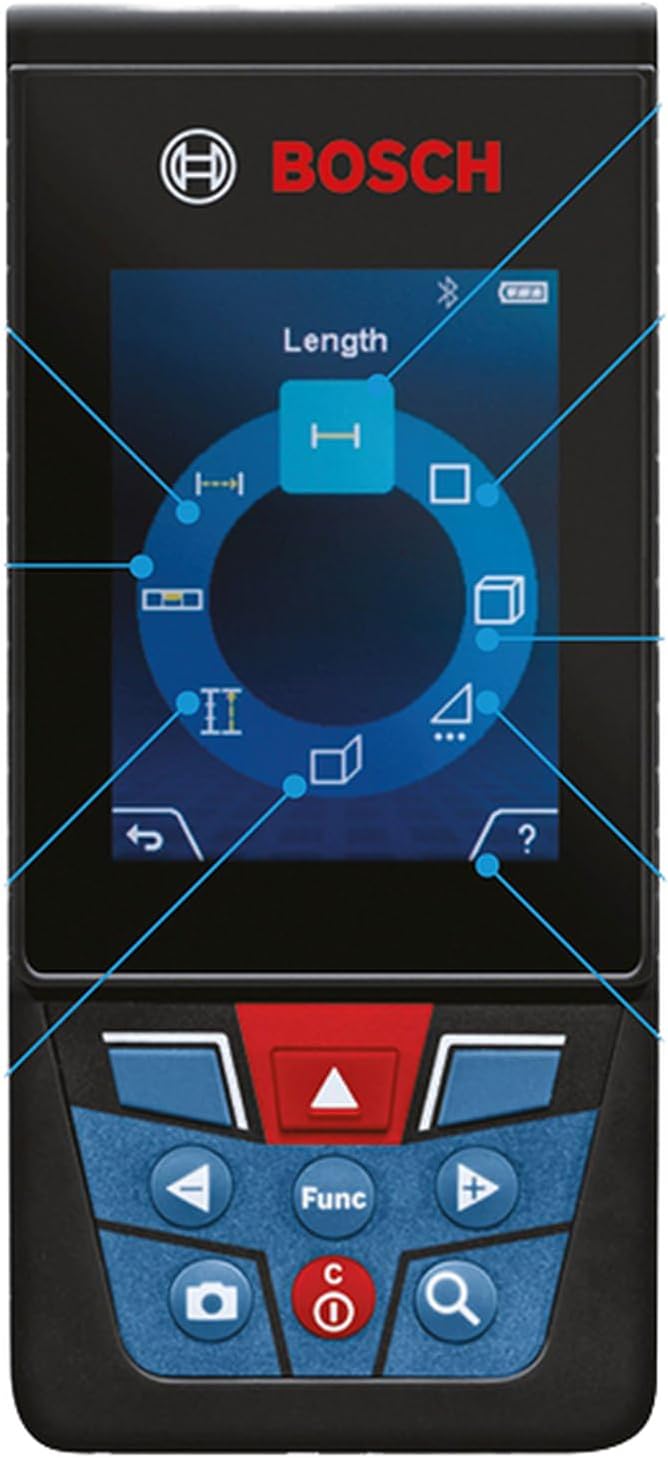 Bosch Professional Laser Measure Glm 50-27 C (Range: Up To 50M, Robust, Ip65, Data Transfer Via Bluetooth, 2X Aa Batteries, Hand Strap, Pouch)