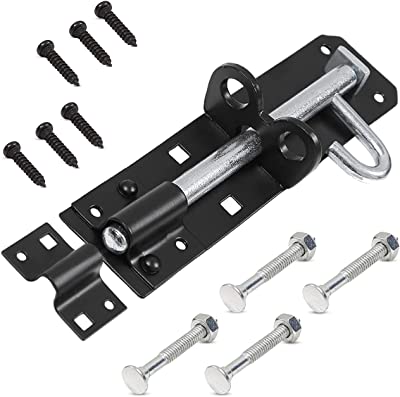 Brenton Padbolt Sliding 6?(152mm) Heavy Duty  Gate Latch Bolts for Wooden Gates (Black)