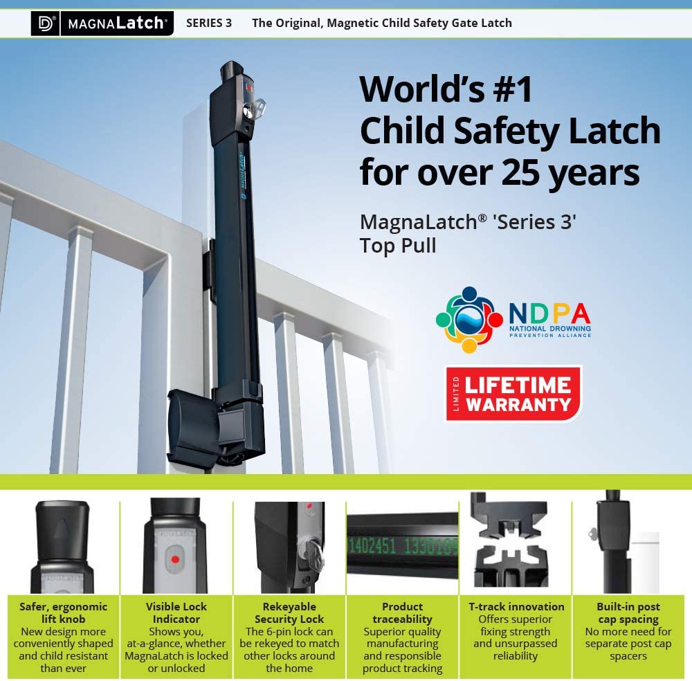 Pool Safety Magna Latch Gate Latch N346-212 Black