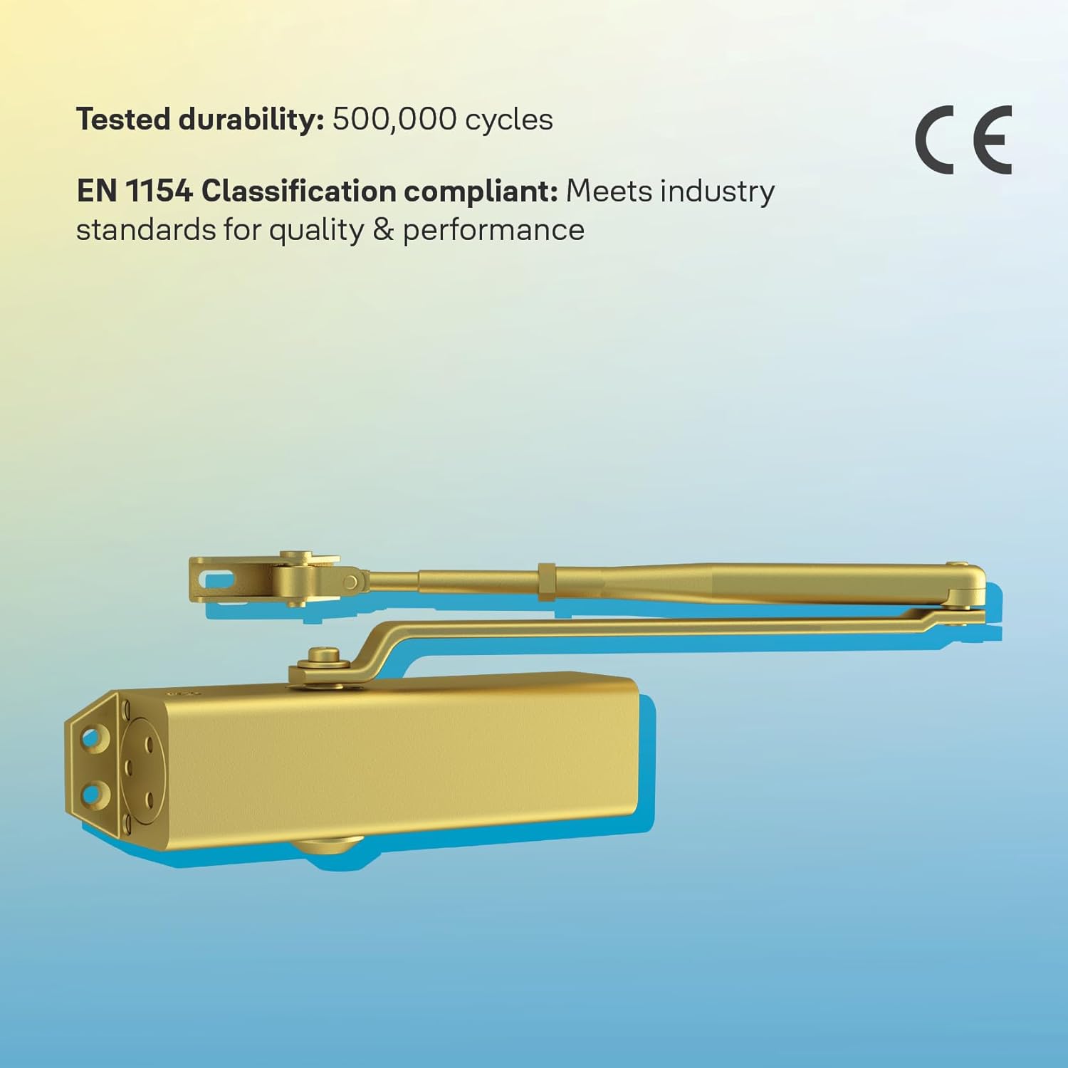 Yale 722 Pro Door Closer For up to 1100mm width and 80Kg door weight, 500,000 cycles tested, Adjustable Latching Speed, Fire rated, Silver