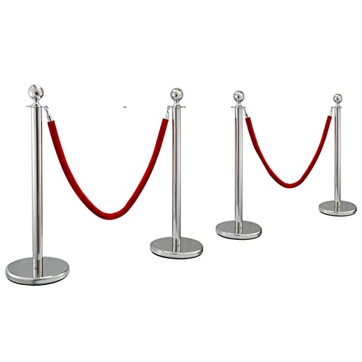 Posts Queue Pole Rope Barriers Stanchion Set 5Ft Red Velvet Ropes