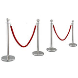 Posts Queue Pole Rope Barriers Stanchion Set 5Ft Red Velvet Ropes